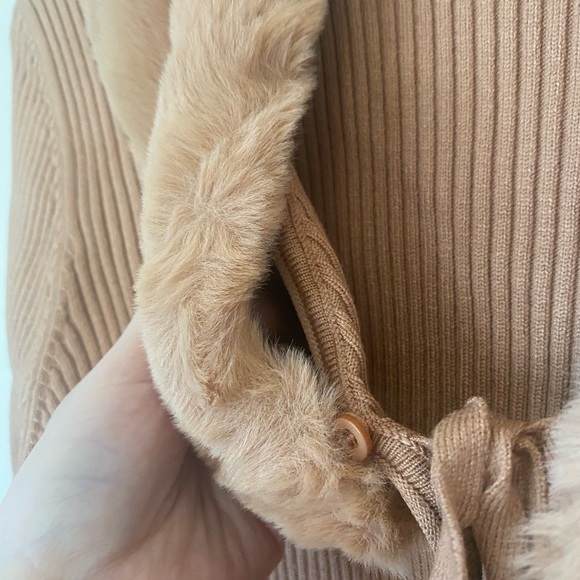 NWOT Love Tree Camel Tie-Accent Shawl Collar Cardigan - Picture 5 of 7